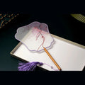 Chinese Silk Round Hand Fan with Floral Embroidery