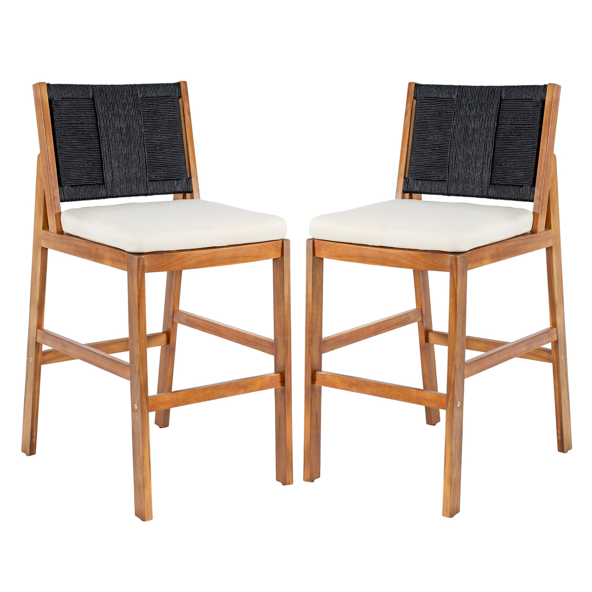 Outdoor Acacia Wood Bar Stools (Set of 2)