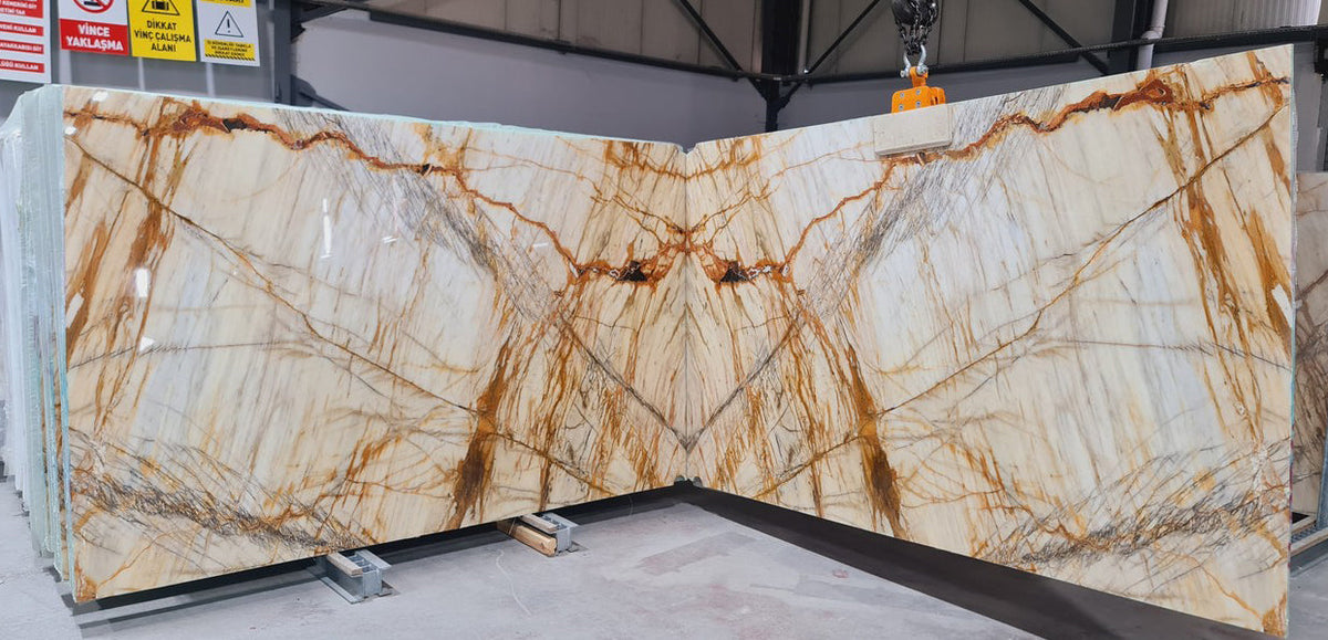 Fiore D'oro White Bookmatching Marble Slabs Polished - Full Truckload