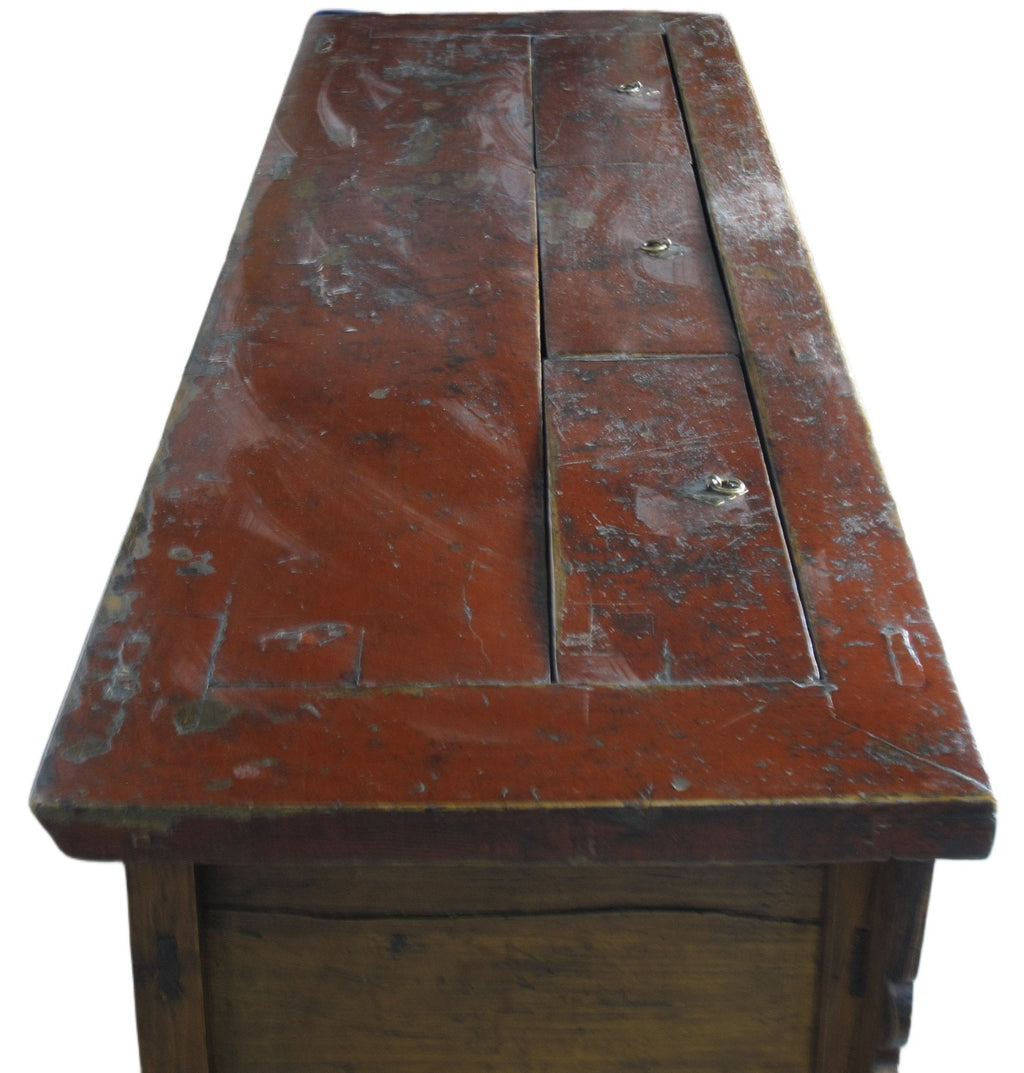 Gansu 85" Long Red Hand Painted Chinese Sideboard