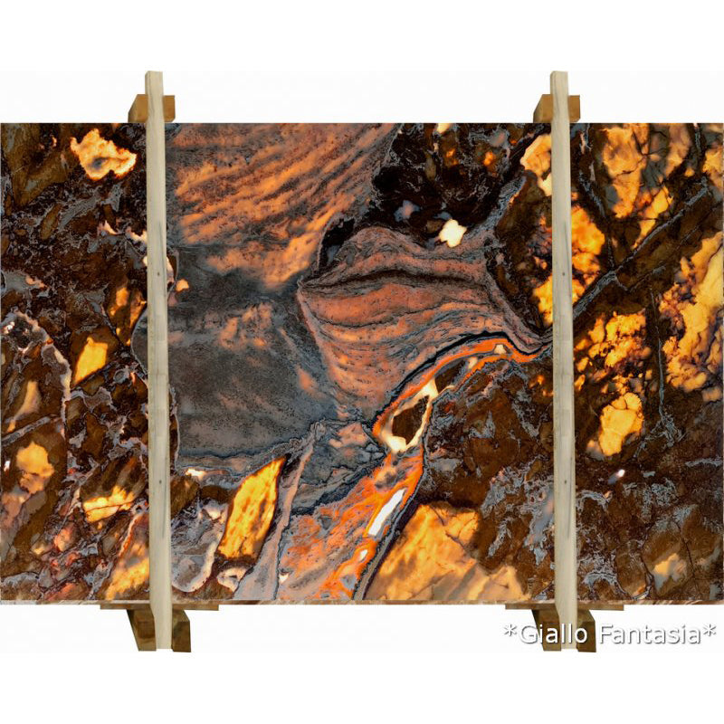 Giallo Fantasia Gold Bookmatching Marble Slabs Polished - Livfloors Collection