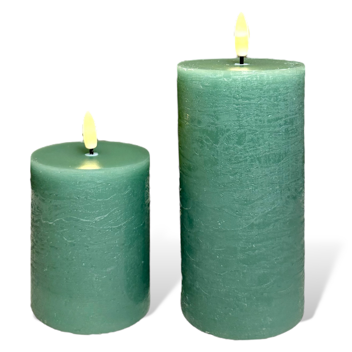 Green Wax 3D Flameless Pillar Candles