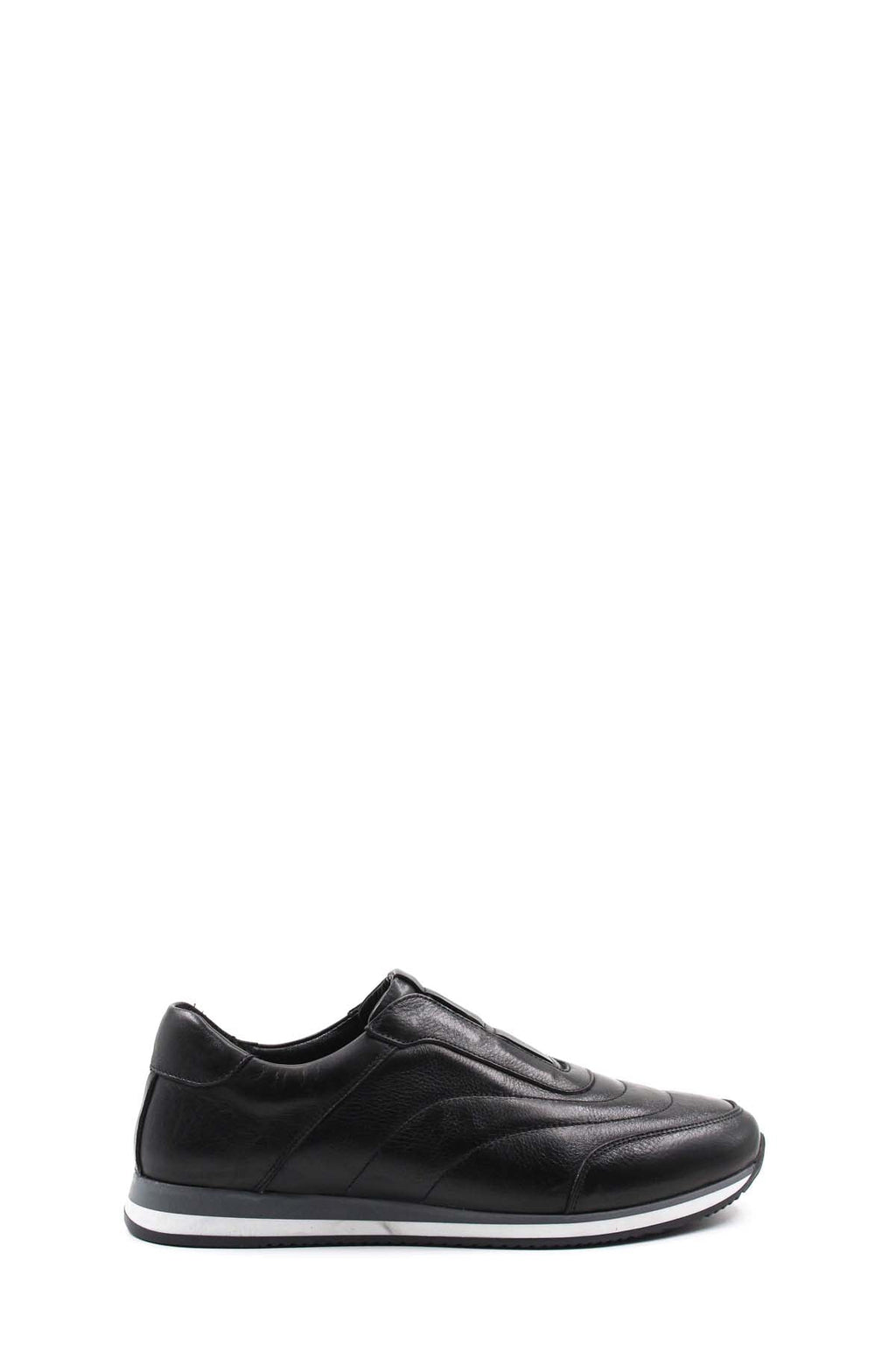 Black Leather Contrast-Sole Sneakers for Men | Wessi