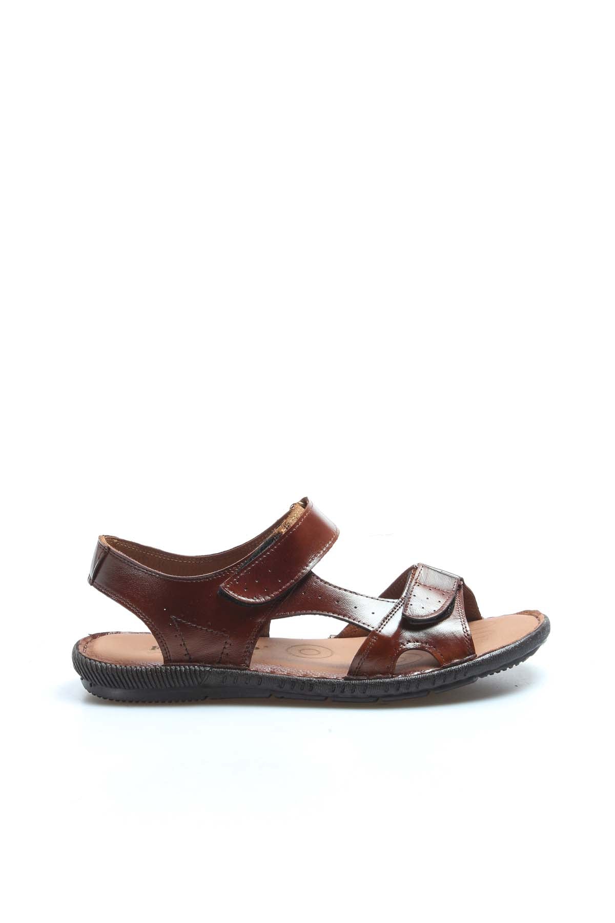 Men's Brown Leather Sandals with Adjustable Straps - Wessi