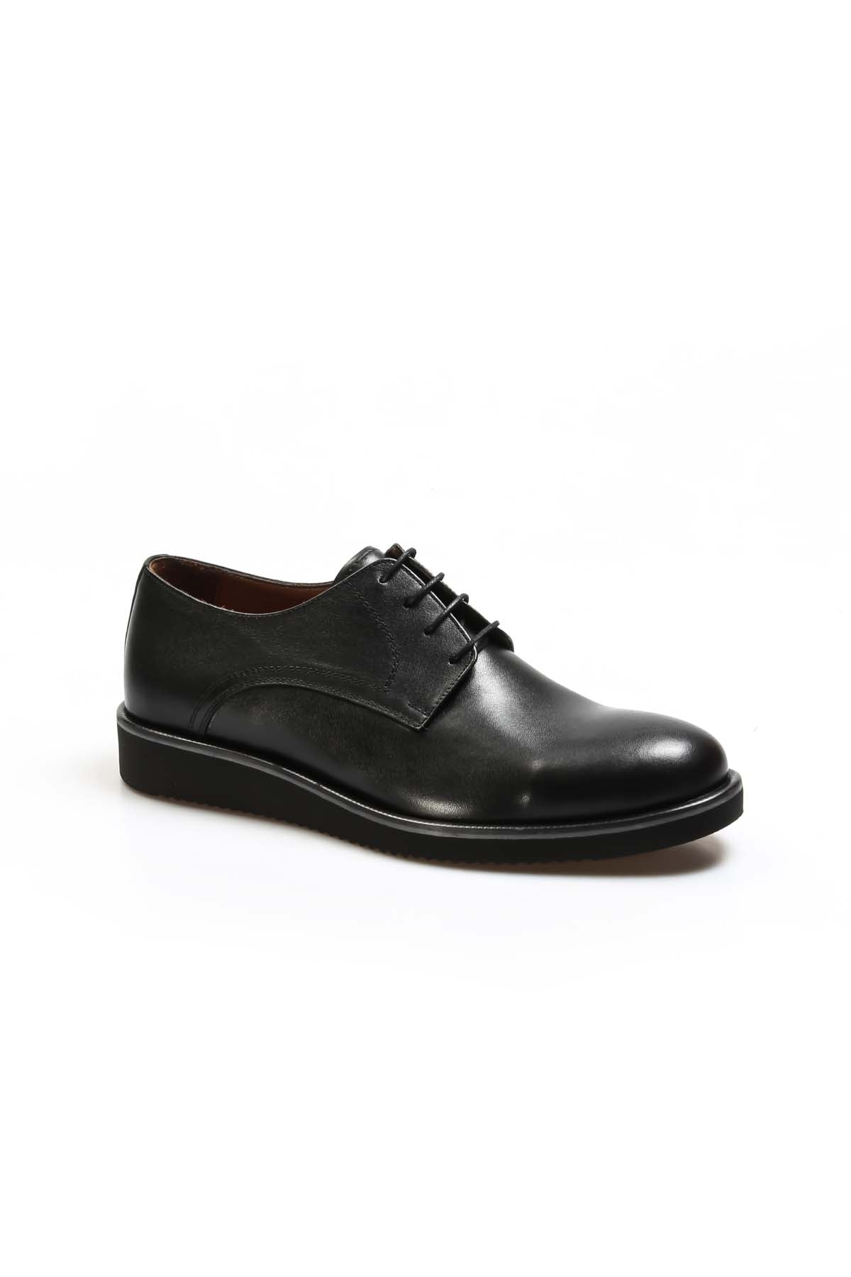 Men's Black Leather Derby Shoes with Sleek Design - Wessi