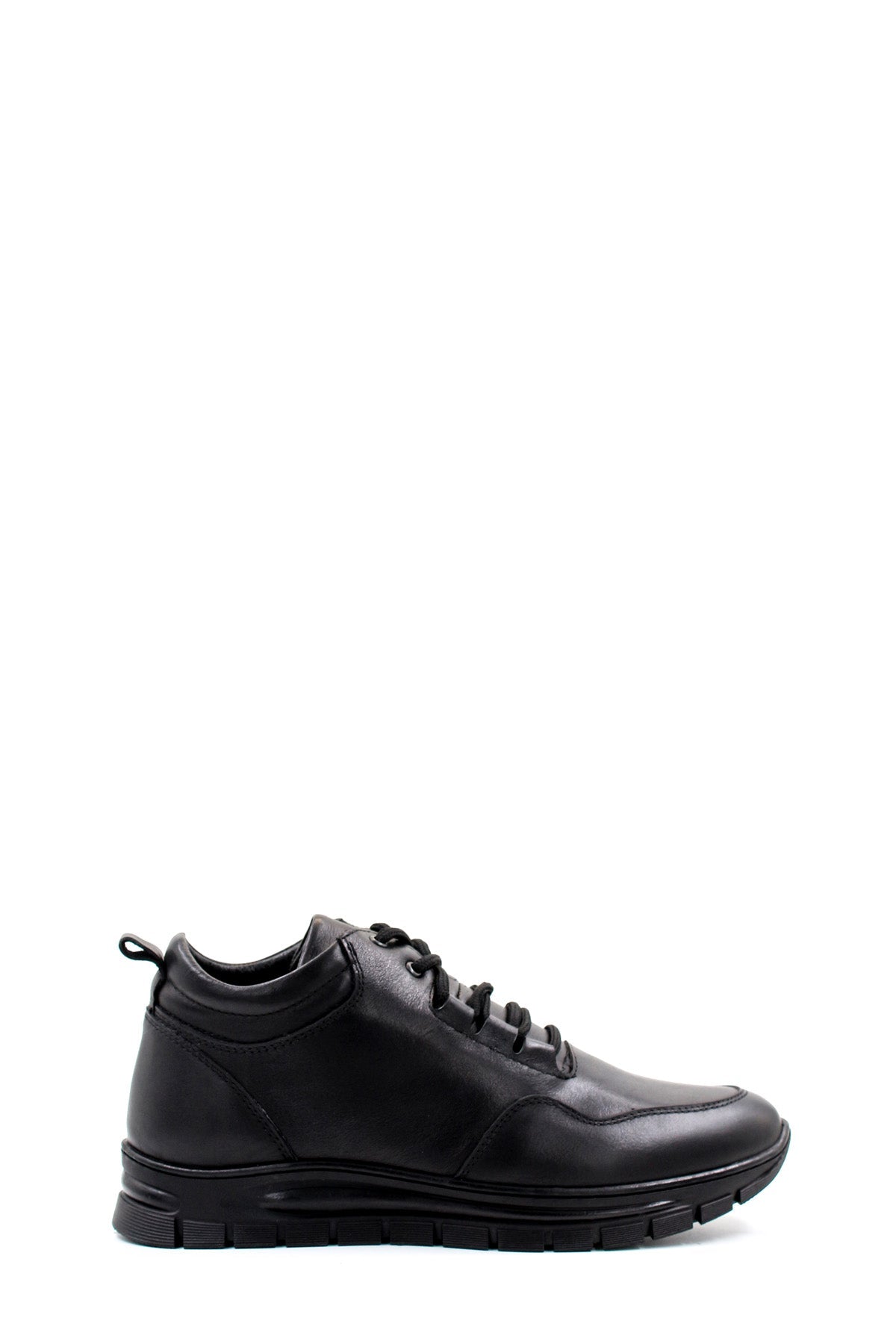 Men's Black High-Top Leather Sneakers with Cushioned Sole - Wessi