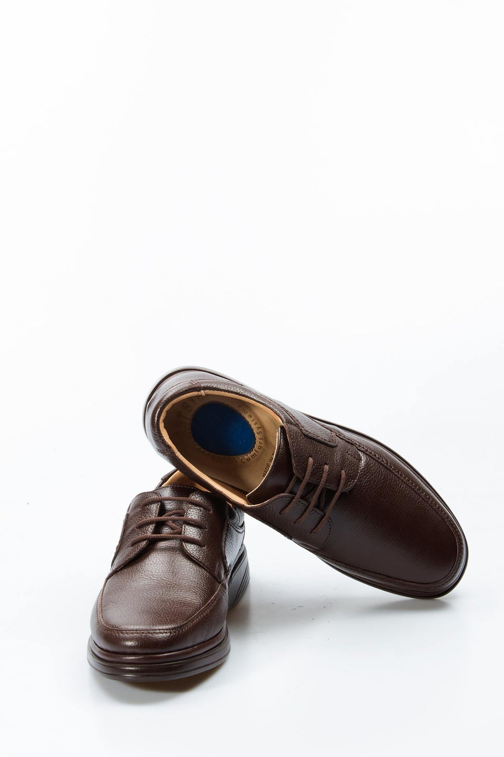 Men's Brown Orthopedic Leather Casual Lace-Up Comfort Shoes - Wessi