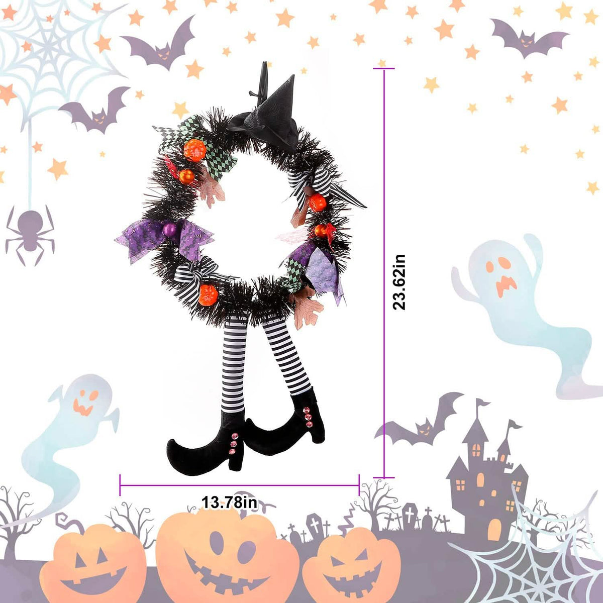 Halloween Witch Wreath Pumpkin Decorations