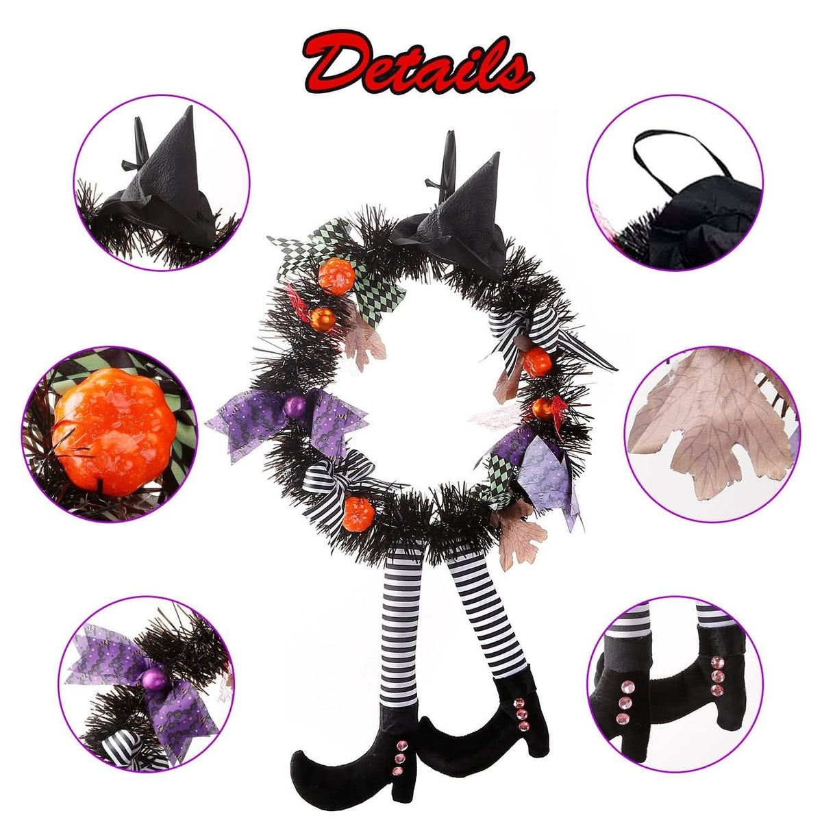 Halloween Witch Wreath Pumpkin Decorations