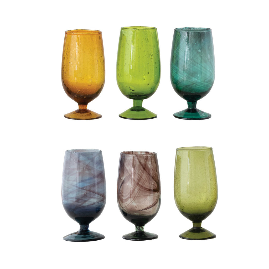 Hand-Blown Stemmed Drinking Wine Glass | 6 Colors