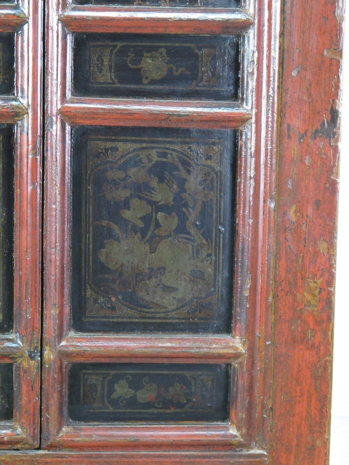 Hand Painted 80" Inch Tall Antique Chinese Cabinet