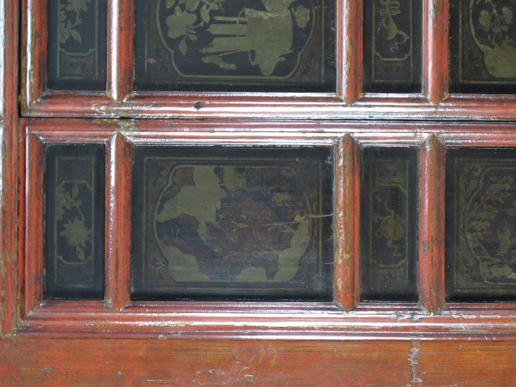 Hand Painted 80" Inch Tall Antique Chinese Cabinet