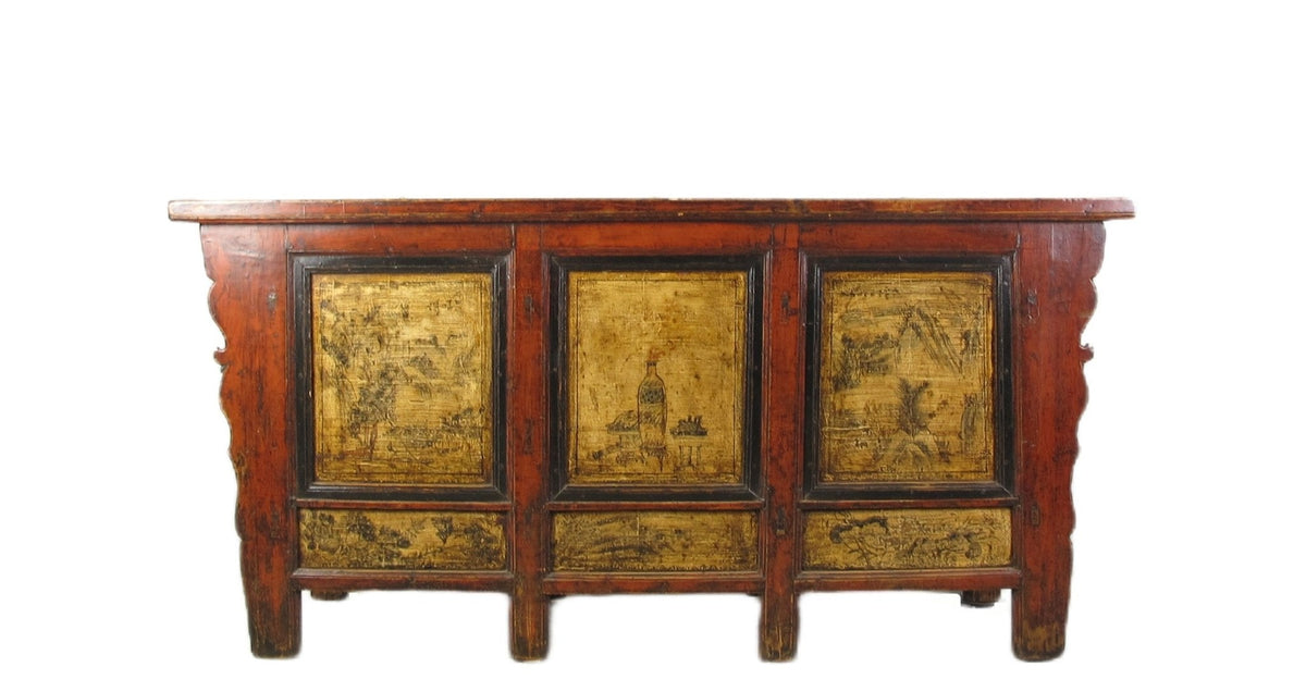 Hand Painted Antique Gansu Bedding Cabinet