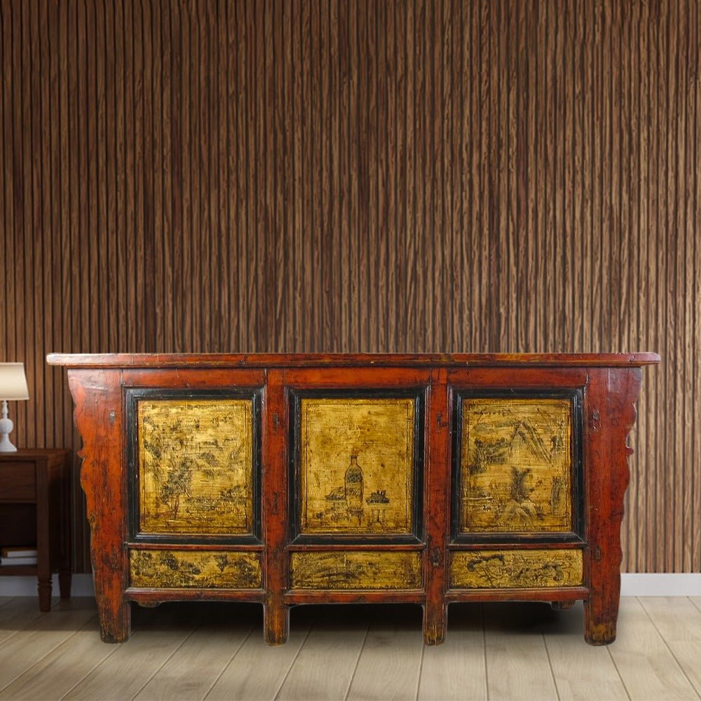 Hand Painted Antique Gansu Bedding Cabinet