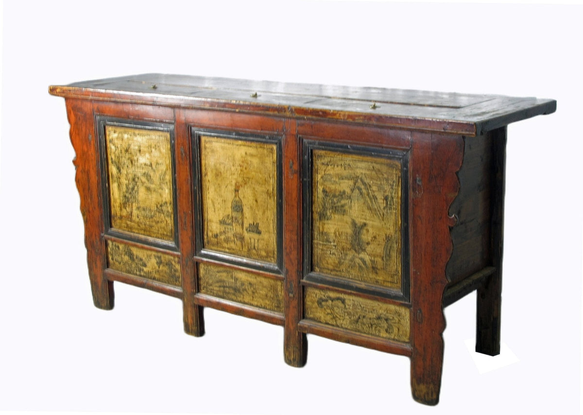 Hand Painted Antique Gansu Bedding Cabinet