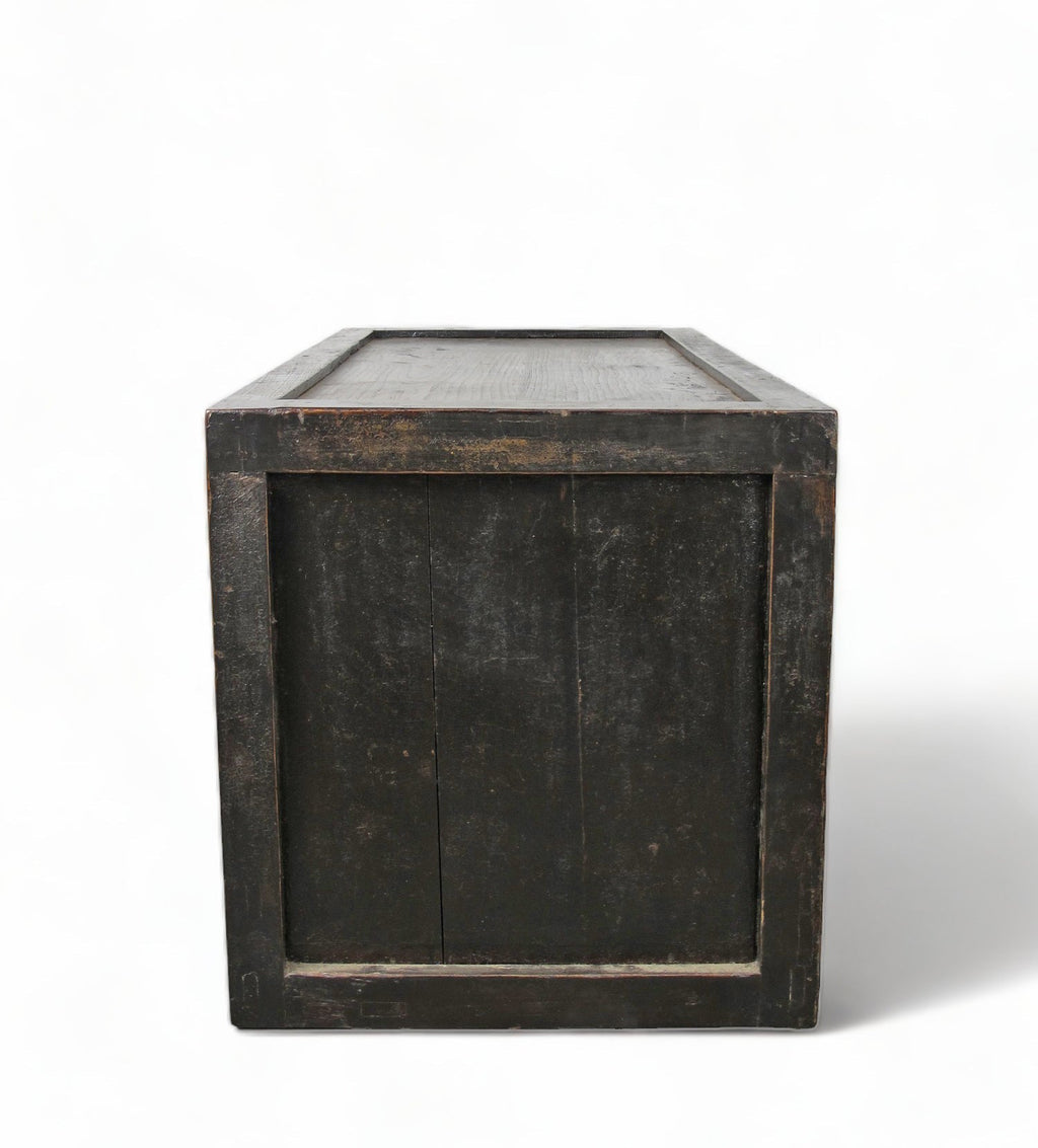 Hand Painted Black Vintage Chinese Chinoiserie-Style Cabinet 2