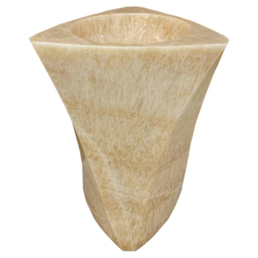 Honey Onyx Designer Pedestal Stand-Alone Sink (W)21.5" (L)23" (H)34"