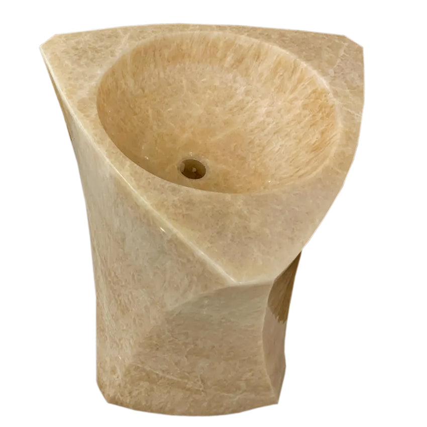 Honey Onyx Designer Pedestal Stand-Alone Sink (W)21.5" (L)23" (H)34"