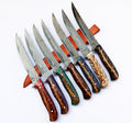 Custom Handmade Damascus Steel Fillet Knife with Epoxy Resin Pine Cone Handle - 13 Inch Length with Leather Sheath