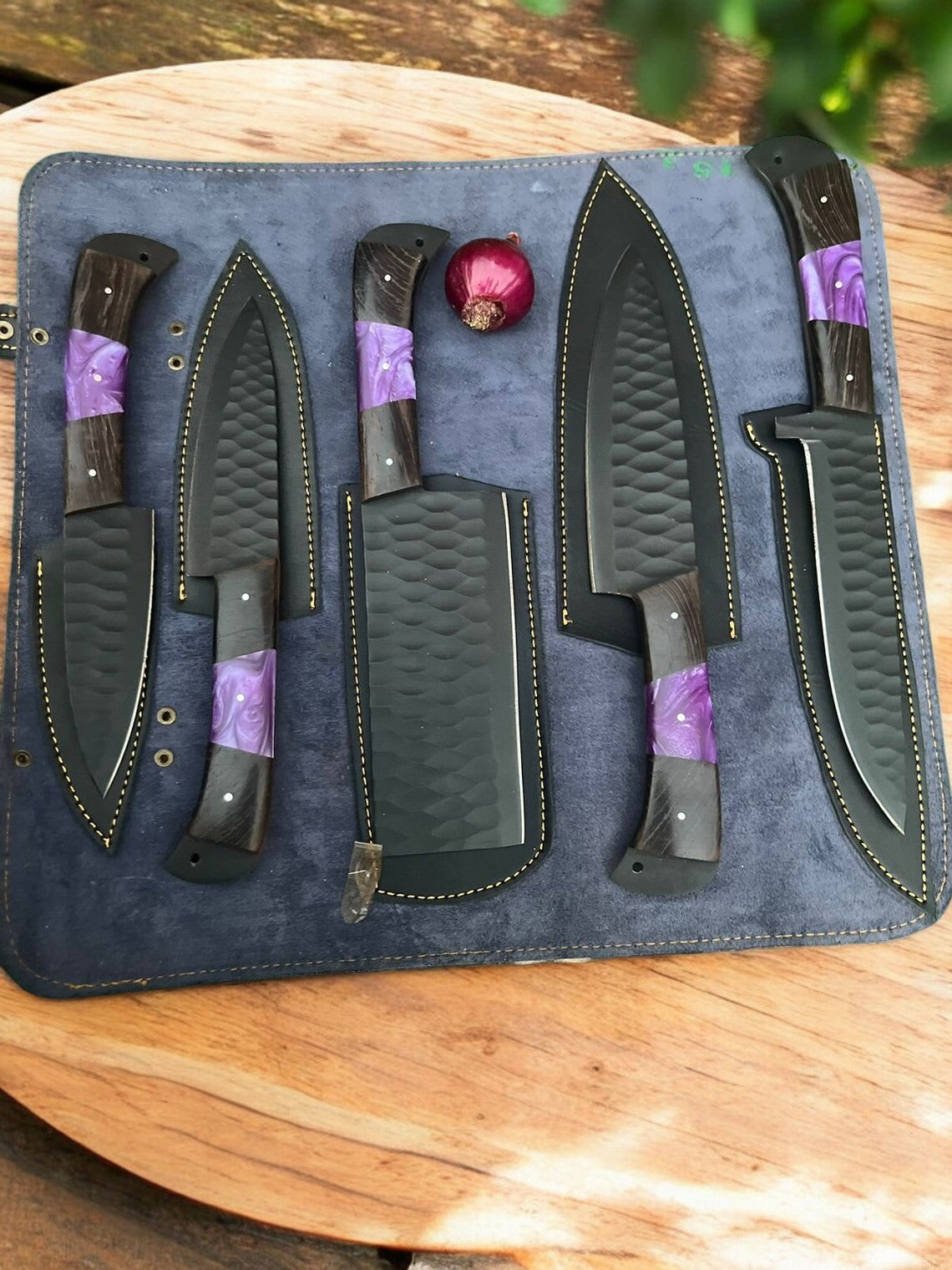 Custom Kitchen Knife Set - Hand Forged Stainless Steel & Wenge Wood