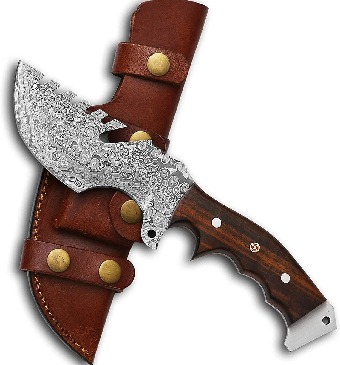 Weyland Tracker Knife – Handmade Damascus Survival Blade with Rosewood Handle