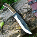 Frontier Survival Camping Knife – 12" Custom Handmade High Carbon Forged Steel Blade with Antler Horn Handle