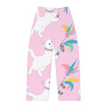 White Cat & Feathers Pajama Pants | Pink Allover Print