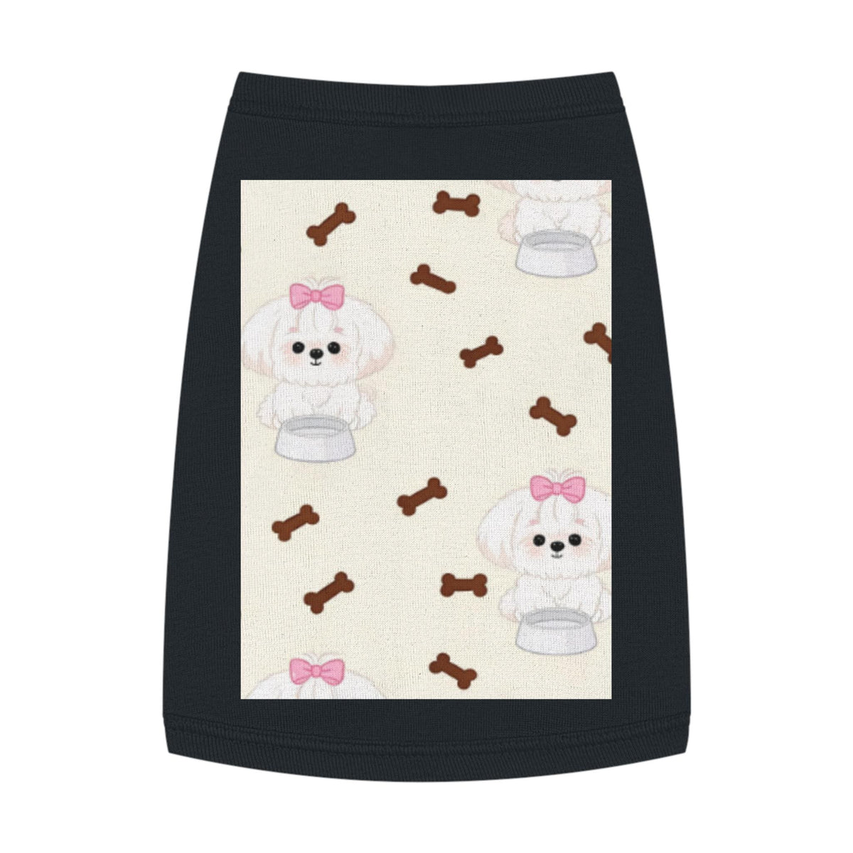 Poodle Pattern Pet Tank Top | Cute Bow & Bone Print