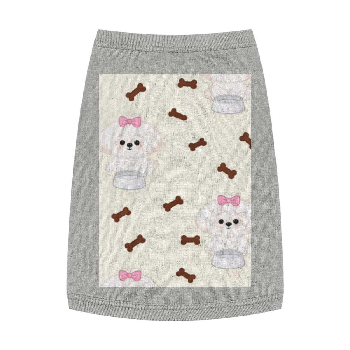 Poodle Pattern Pet Tank Top | Cute Bow & Bone Print