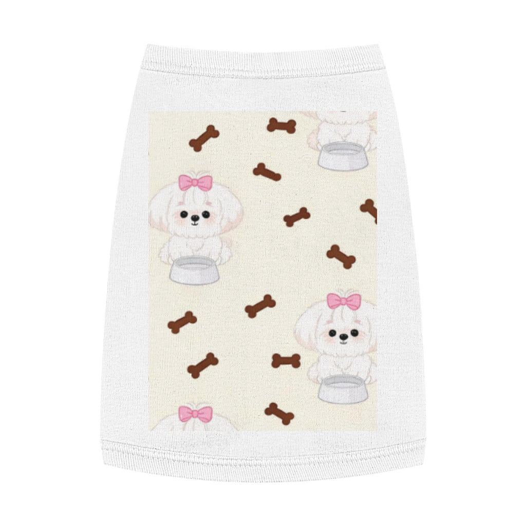 Poodle Pattern Pet Tank Top | Cute Bow & Bone Print