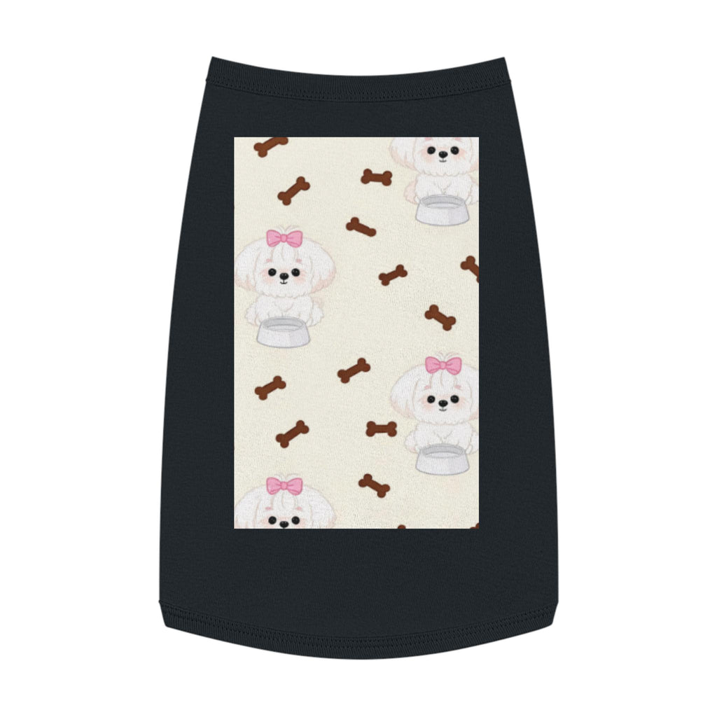 Poodle Pattern Pet Tank Top | Cute Bow & Bone Print