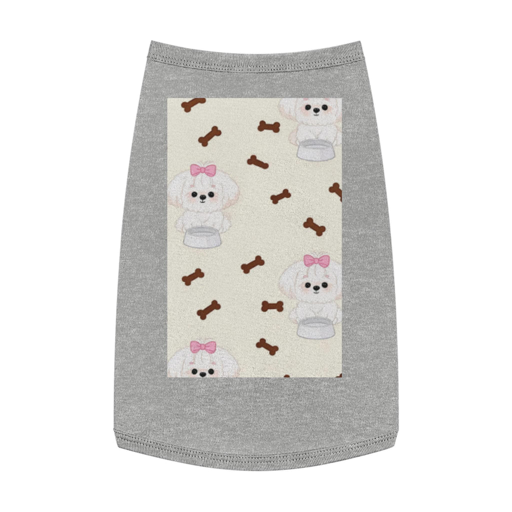 Poodle Pattern Pet Tank Top | Cute Bow & Bone Print