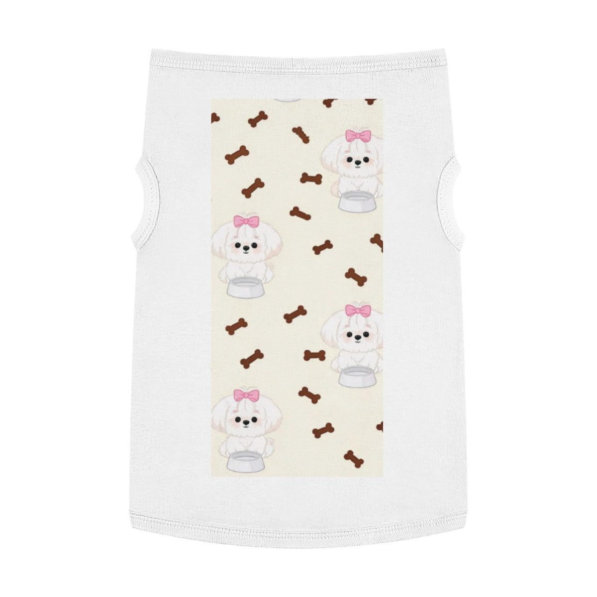 Poodle Pattern Pet Tank Top | Cute Bow & Bone Print