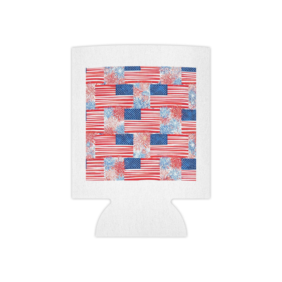 American Flag Fireworks Can Cooler | 4th of July Patriotic Drink Sleeve