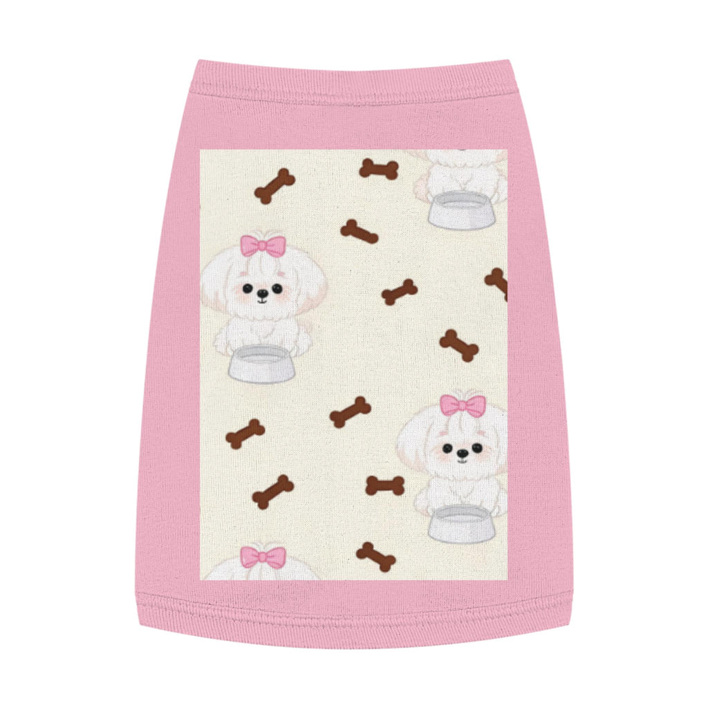 Poodle Pattern Pet Tank Top | Cute Bow & Bone Print