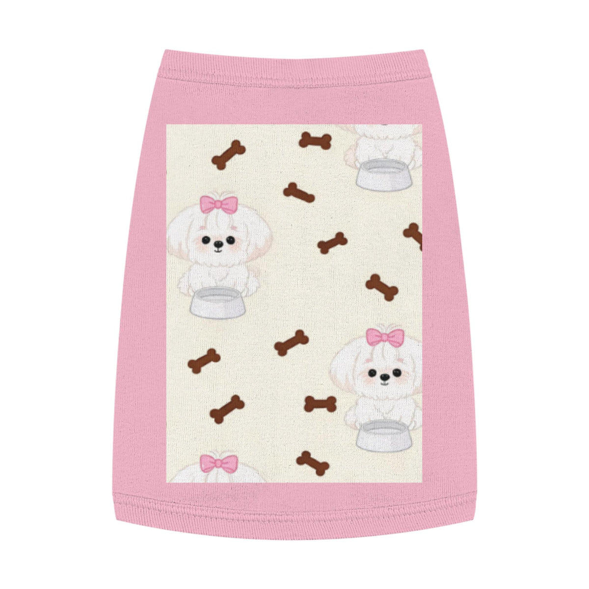 Poodle Pattern Pet Tank Top | Cute Bow & Bone Print