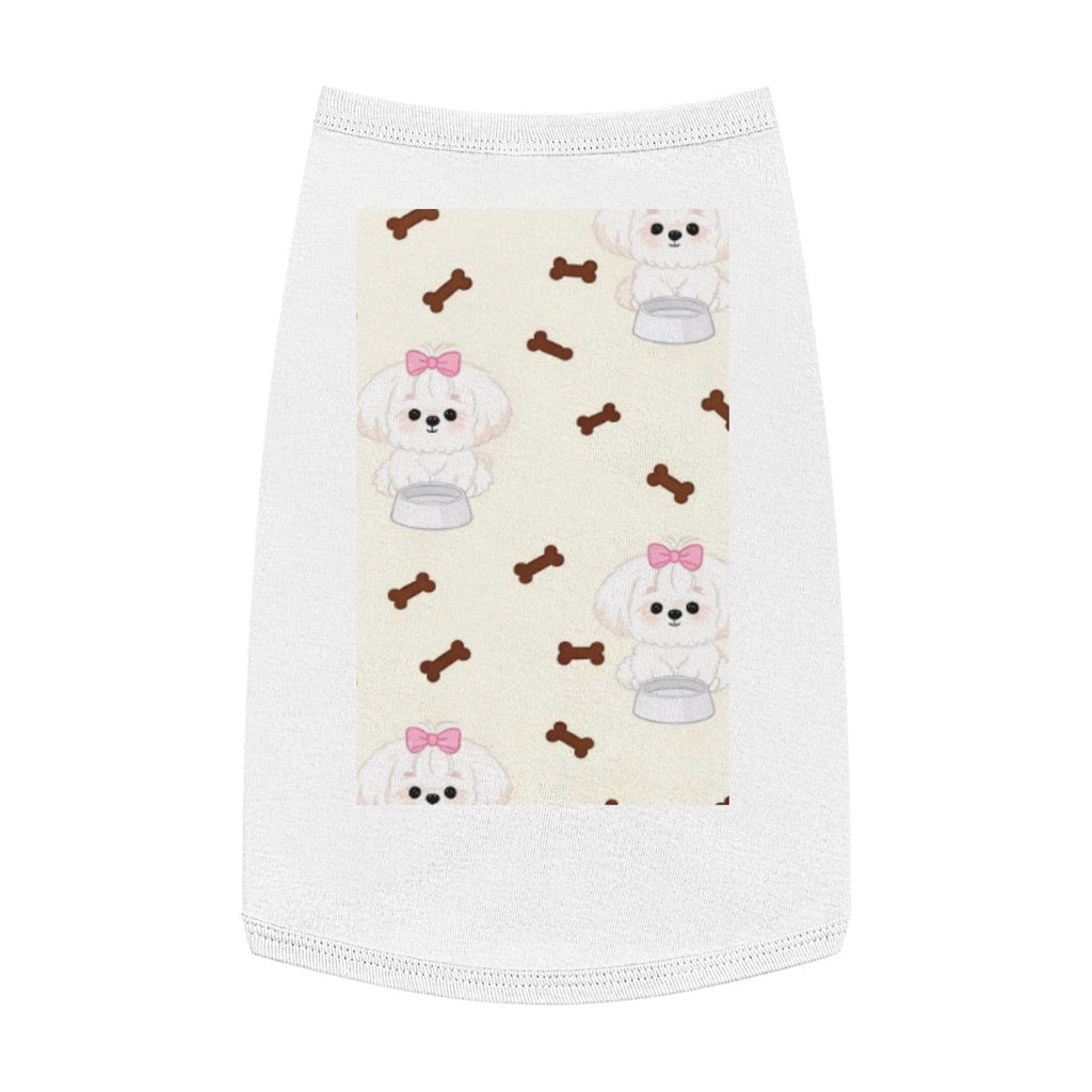 Poodle Pattern Pet Tank Top | Cute Bow & Bone Print