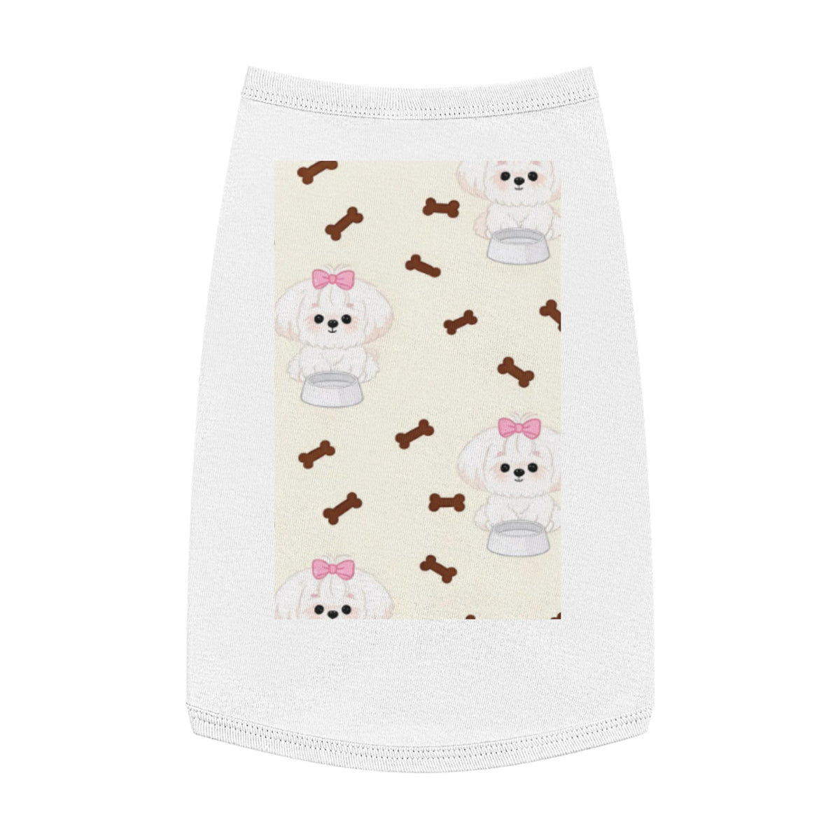 Poodle Pattern Pet Tank Top | Cute Bow & Bone Print