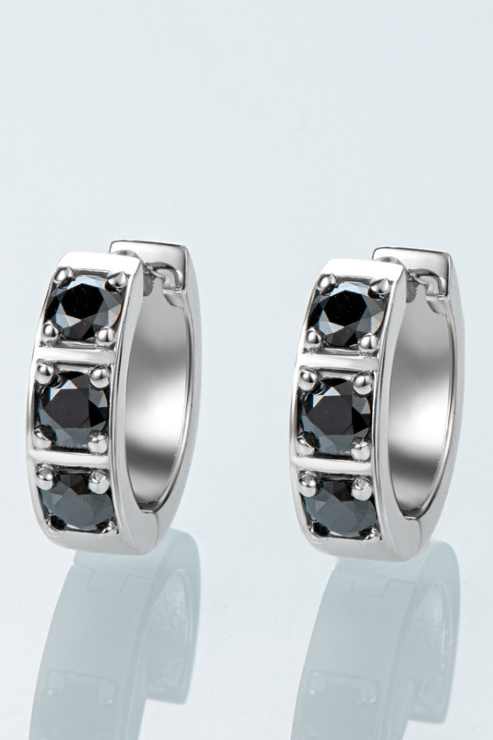 Inlaid Sparkala™ Huggie Earrings (Platinum-Plated Fine Silver)