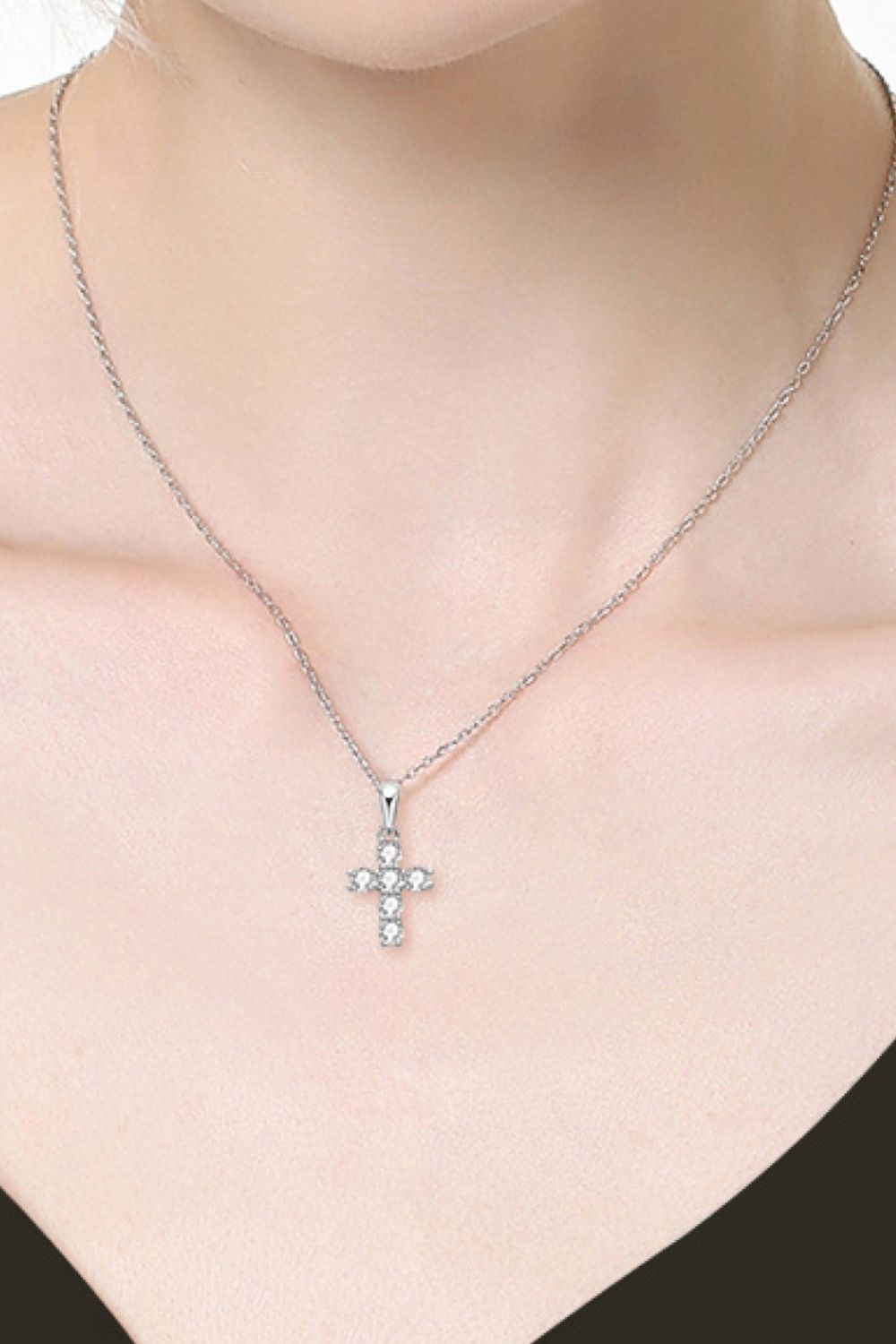 Sparkling Cross Sparkala™ Pendant Necklace (Platinum-Plated Fine Silver)
