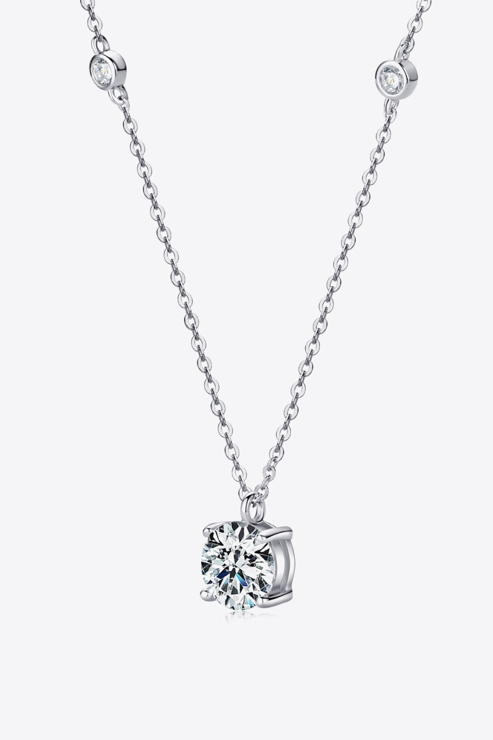 2 Carat Sparkala™ 4-Prong 925 Sterling Silver Necklace (Platinum-Plated Fine Silver)