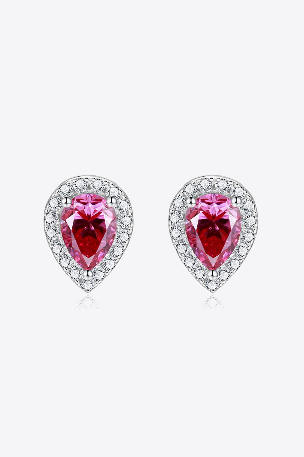 2 Carat Sparkala™ Teardrop Stud Earrings in Rose (Platinum-Plated Fine Silver)