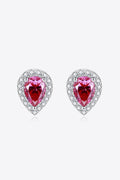 2 Carat Sparkala™ Teardrop Stud Earrings in Rose (Platinum-Plated Fine Silver)