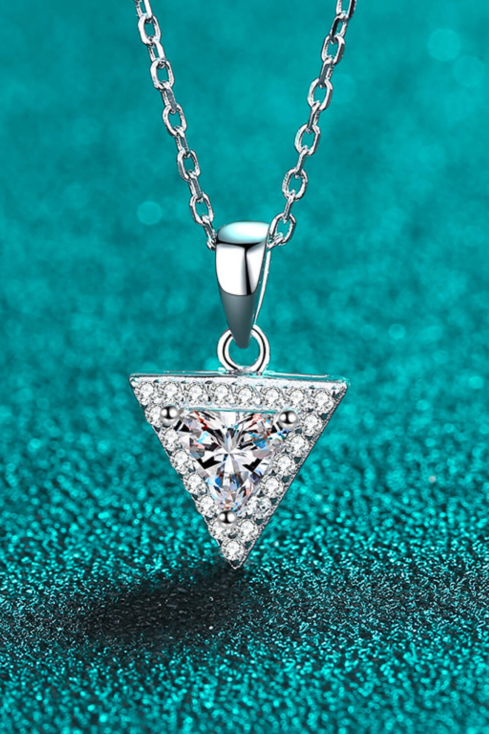 Rhodium-Plated Pure Sterling Silver Triangle Sparkala™ Pendant Necklace