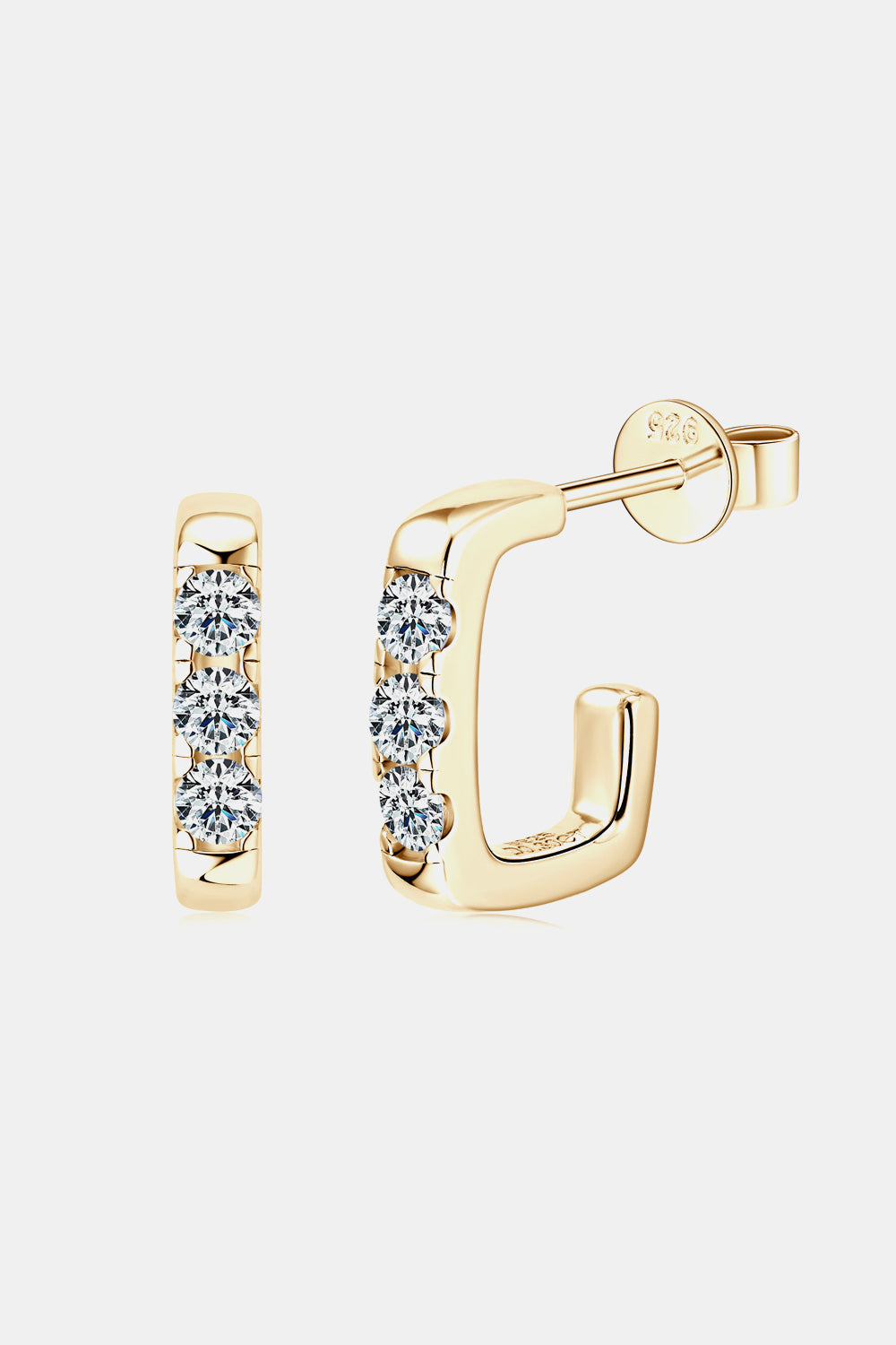 Sparkala™ Platinum-Plated 925 Sterling Silver Geometrical Huggie Earrings