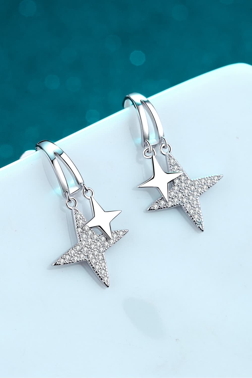 Sparkala™ Star Rhodium-Plated Drop Earrings