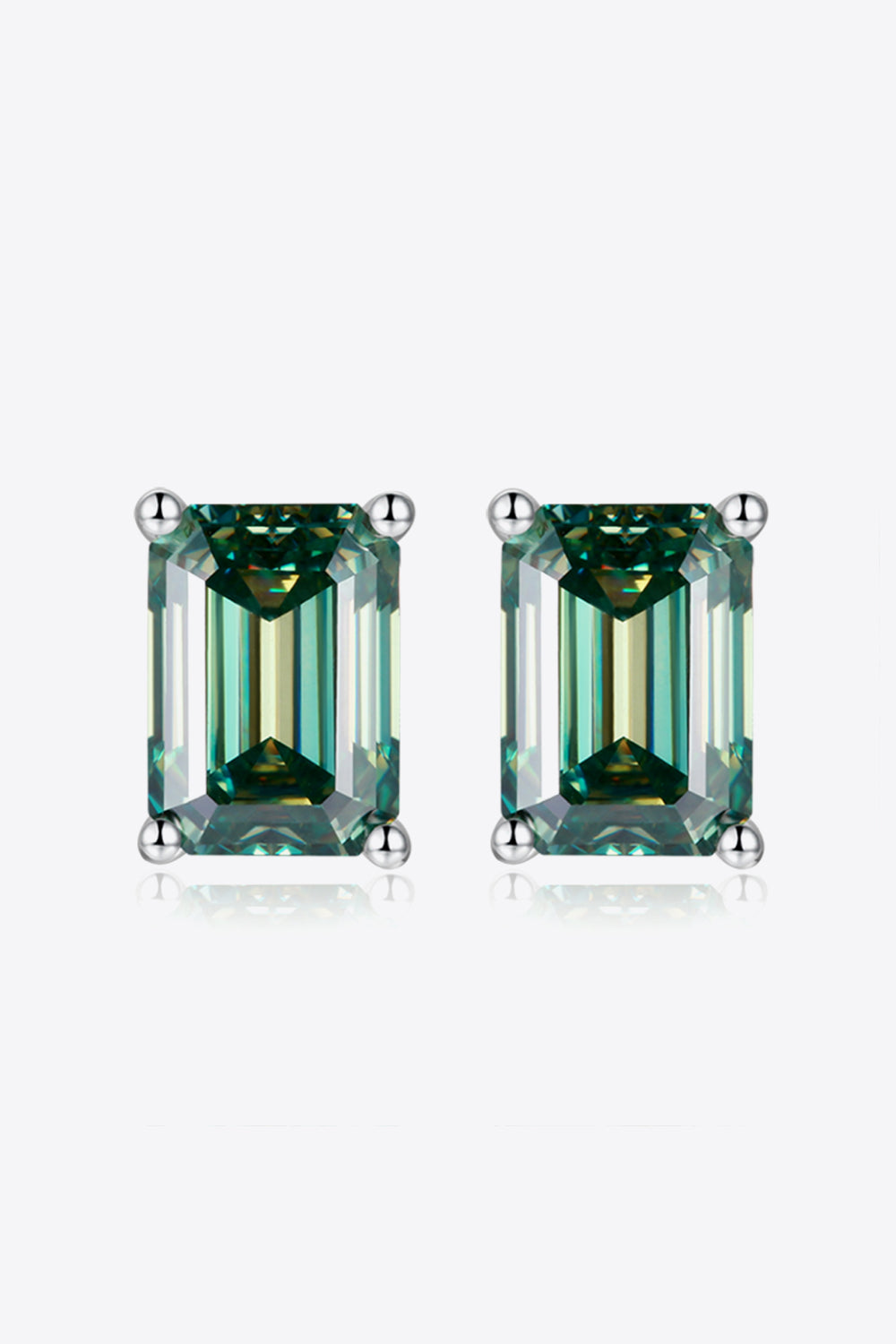 2 Carat Sparkala™ Stud Earrings in Green (Platinum-Plated Fine Silver)
