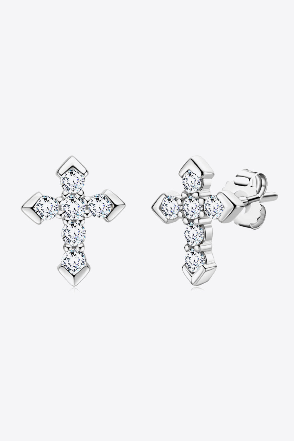 Sparkala™ Cross Stud Earrings (Platinum-Plated Fine Silver)