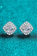Rhodium-Plated Pure Sterling Silver Inlaid 2 Carat Sparkala™ Square Stud Earrings