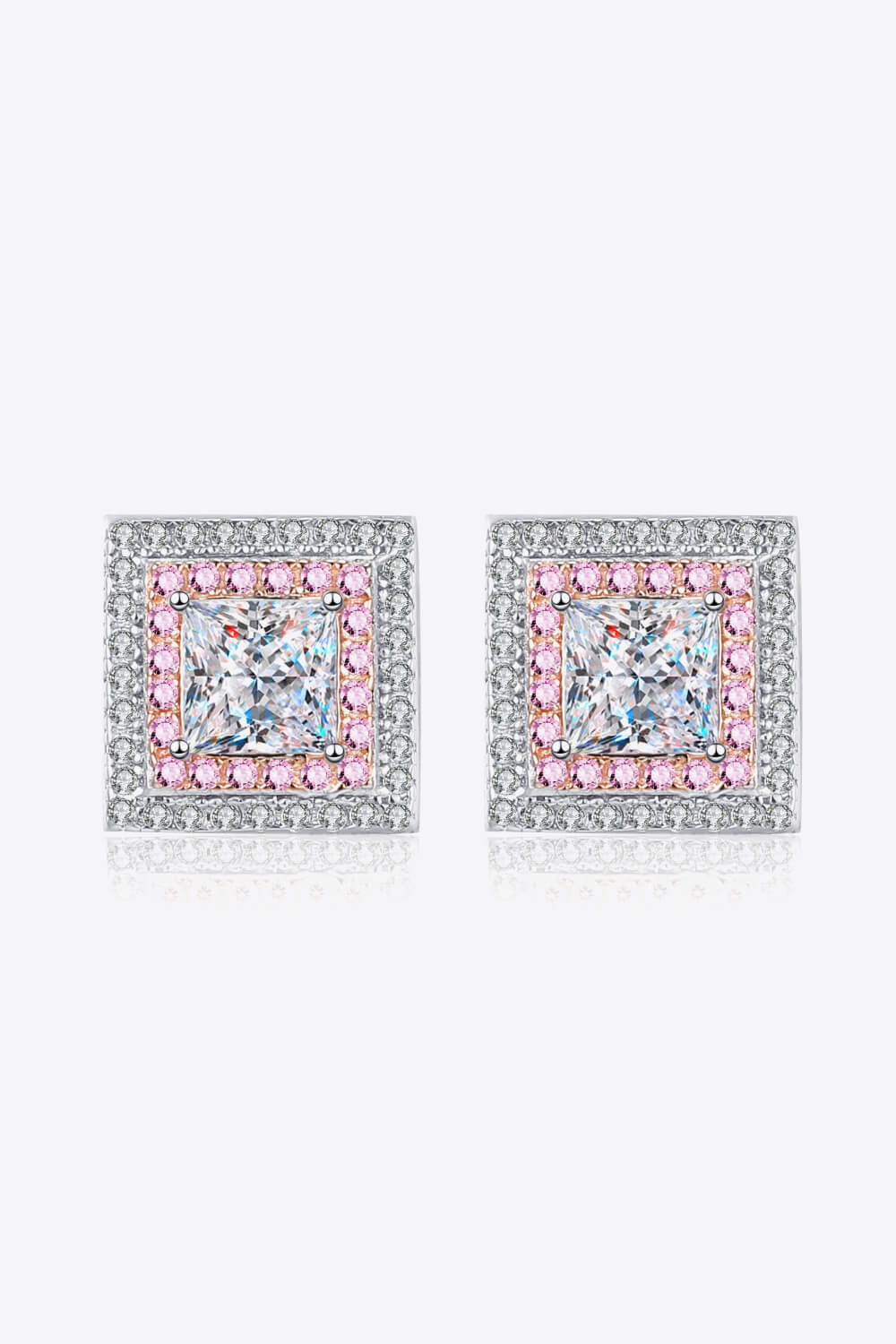 Sparkala™ Square Stud Earrings (Platinum-Plated Fine Silver)